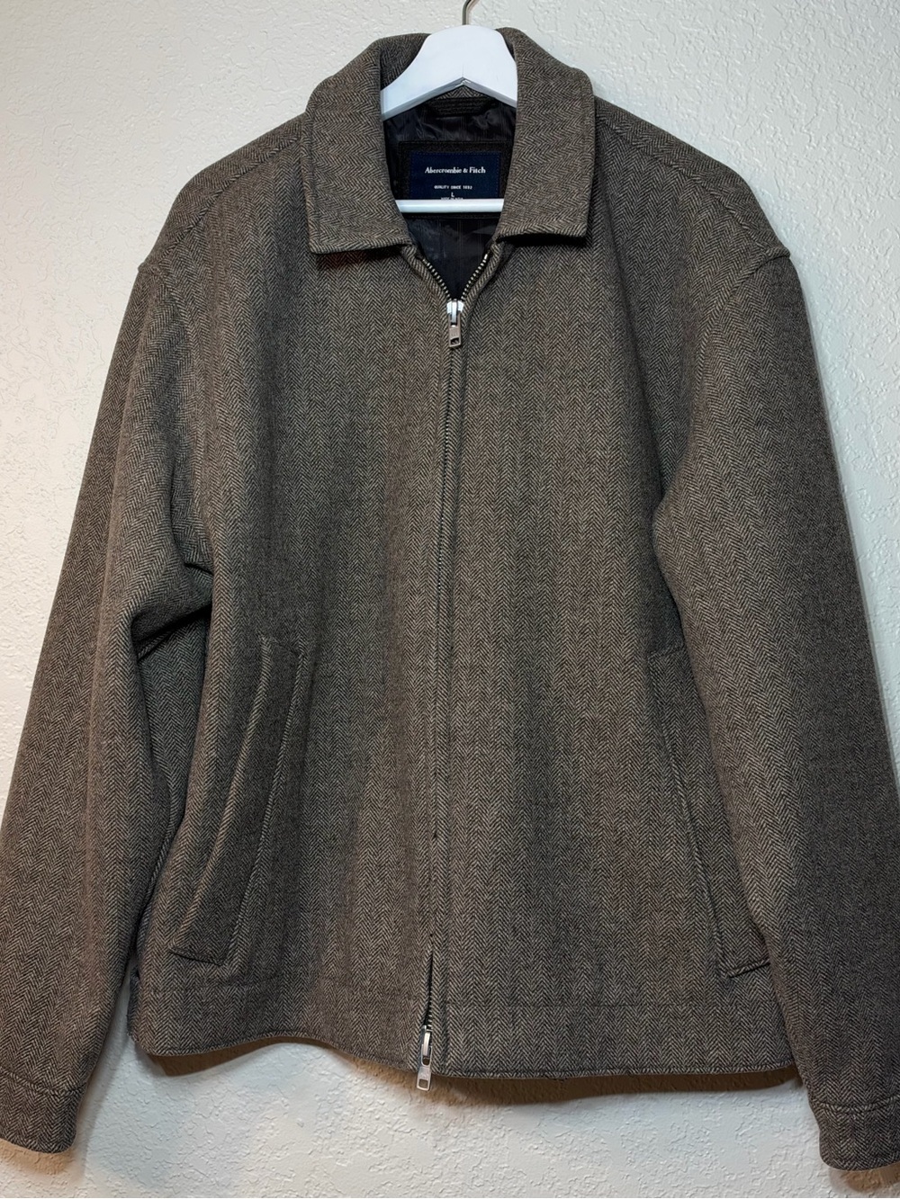 Abercrombie & Fitch Men’s Herringbone Jacket Brown Size L NWT